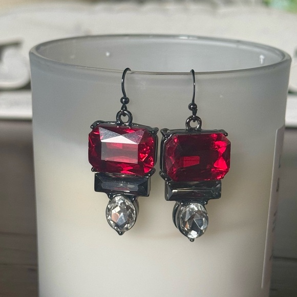 Ruby Red Crystal Drop Earrings | Art Deco-Inspired Luxury Statement - Picture 8 of 8